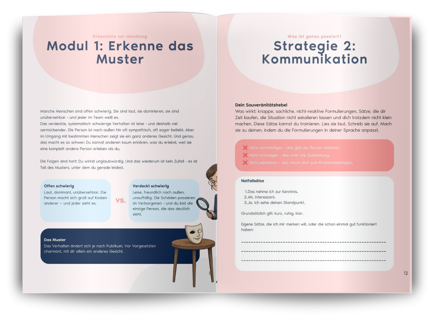 Mockup SOS Kit Seiten transparent Konfliktmanagement Melanie Berger SOS-Kit